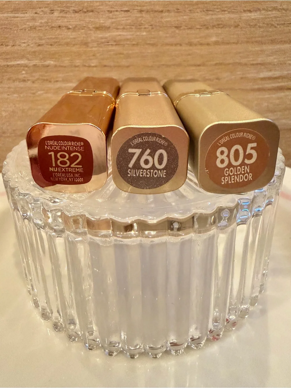L'Oreal Lipstick Trio — Deep Red, Mauve Brown, Warm Nude
